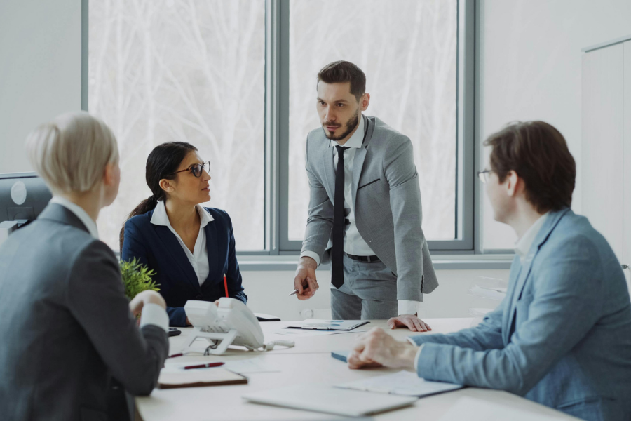 business discussing invoicing software