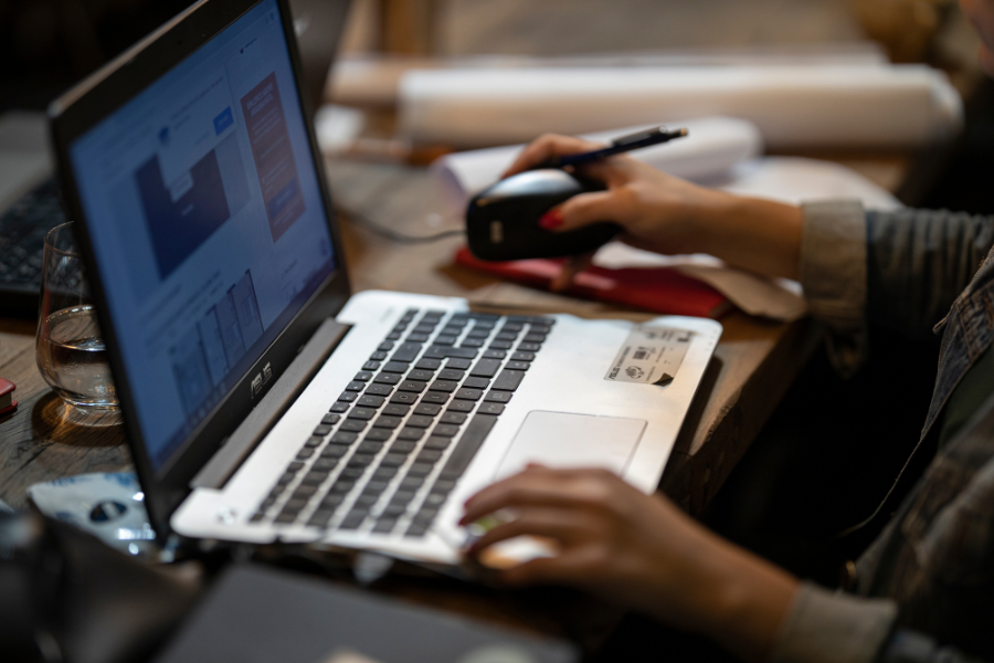 uae person using invoicing software on laptop
