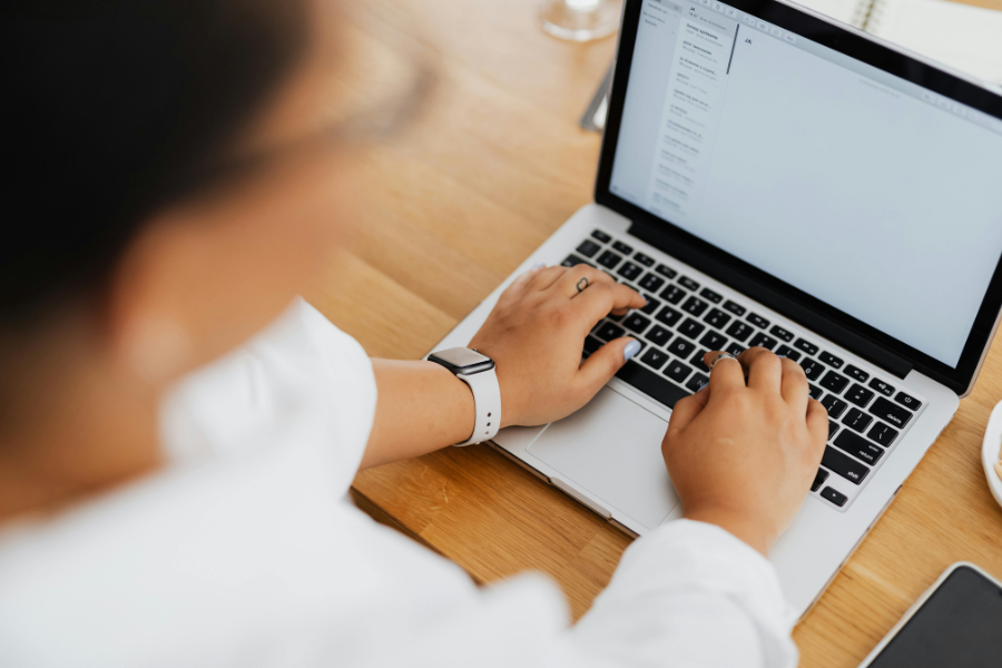 person using peppol access point on laptop 