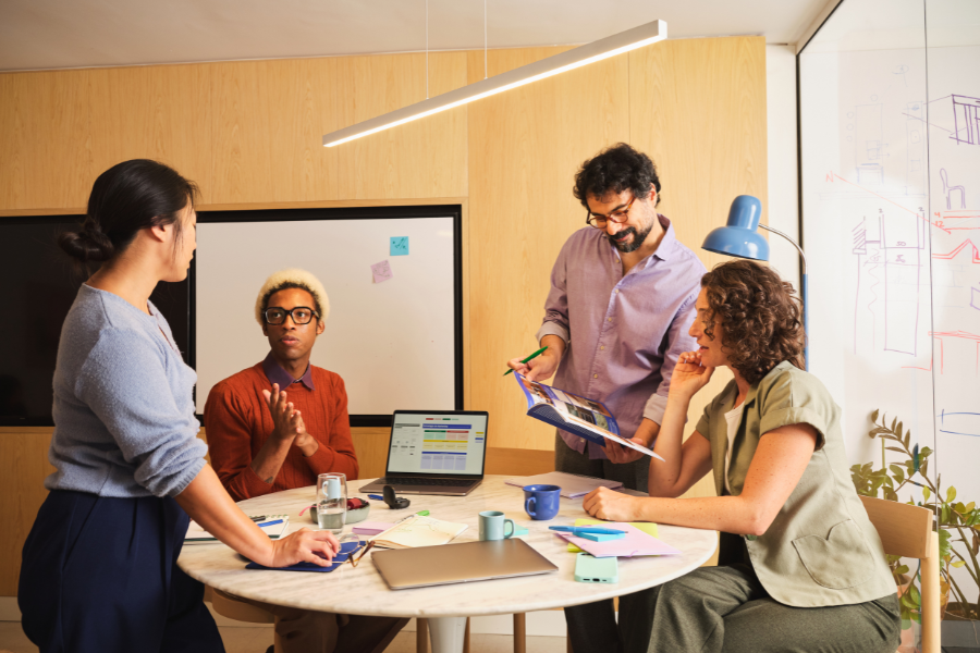 business team discussing invoice validation software